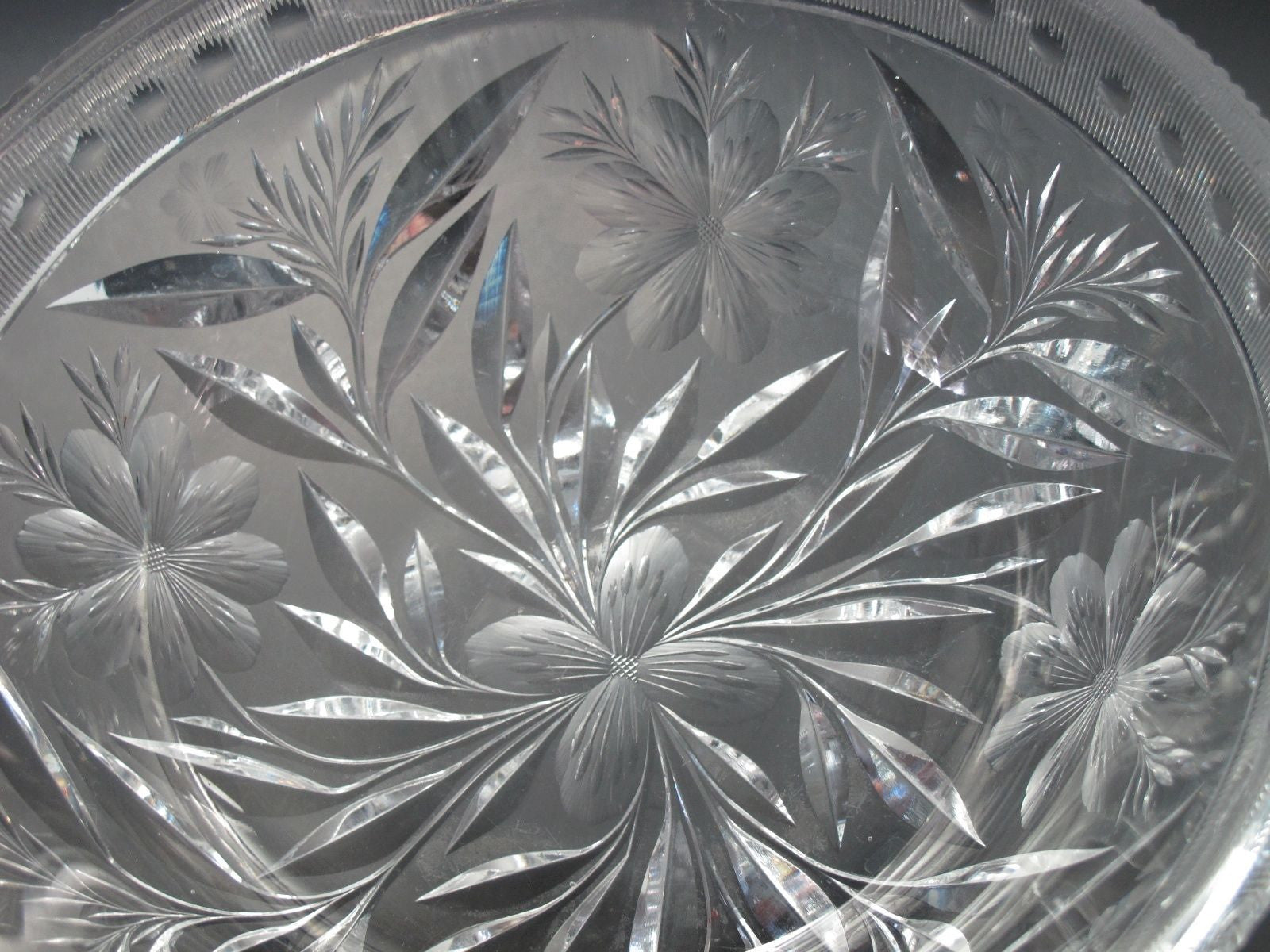 American Brilliant Period Cut Glass bowl  ABP  Antique Floral WHEEL CUT - O'Rourke crystal awards & gifts abp cut glass