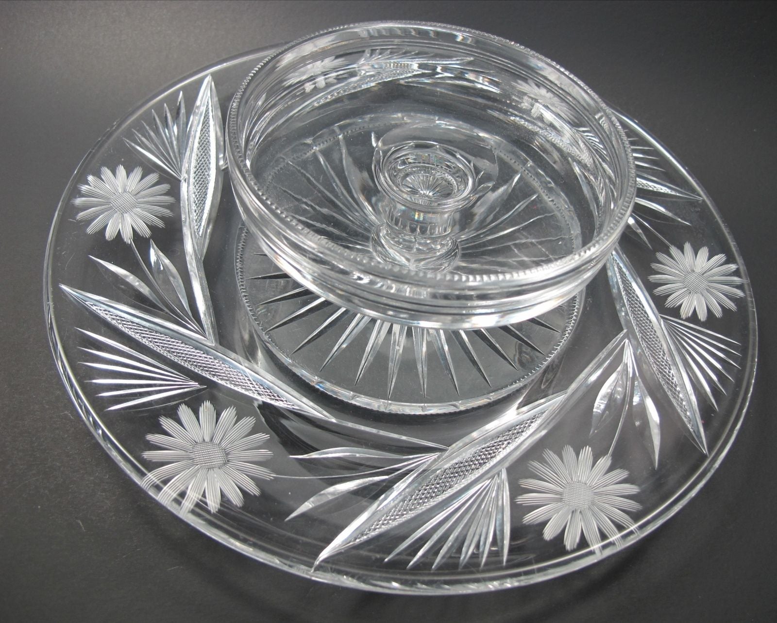 American Brilliant Period hand Cut Glass chip n dip N - O'Rourke crystal awards & gifts abp cut glass
