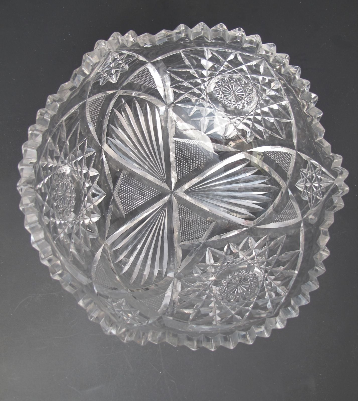 American Brilliant Period hand Cut Glass Antique 8" bowl ABP - O'Rourke crystal awards & gifts abp cut glass