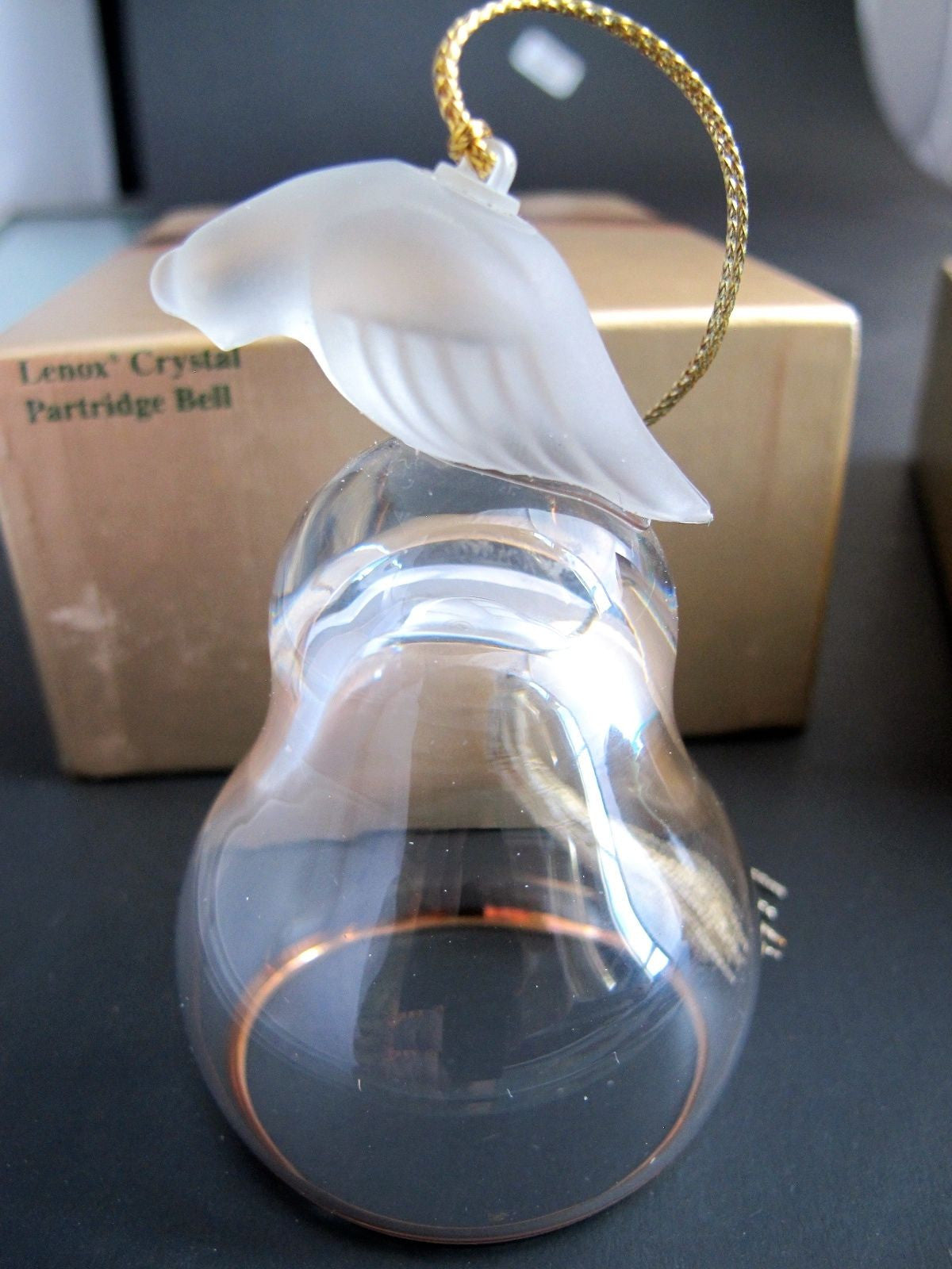 Lenox Crystal Partridge  miniature bell ornament Hand blown Made in USA - O'Rourke crystal awards & gifts abp cut glass