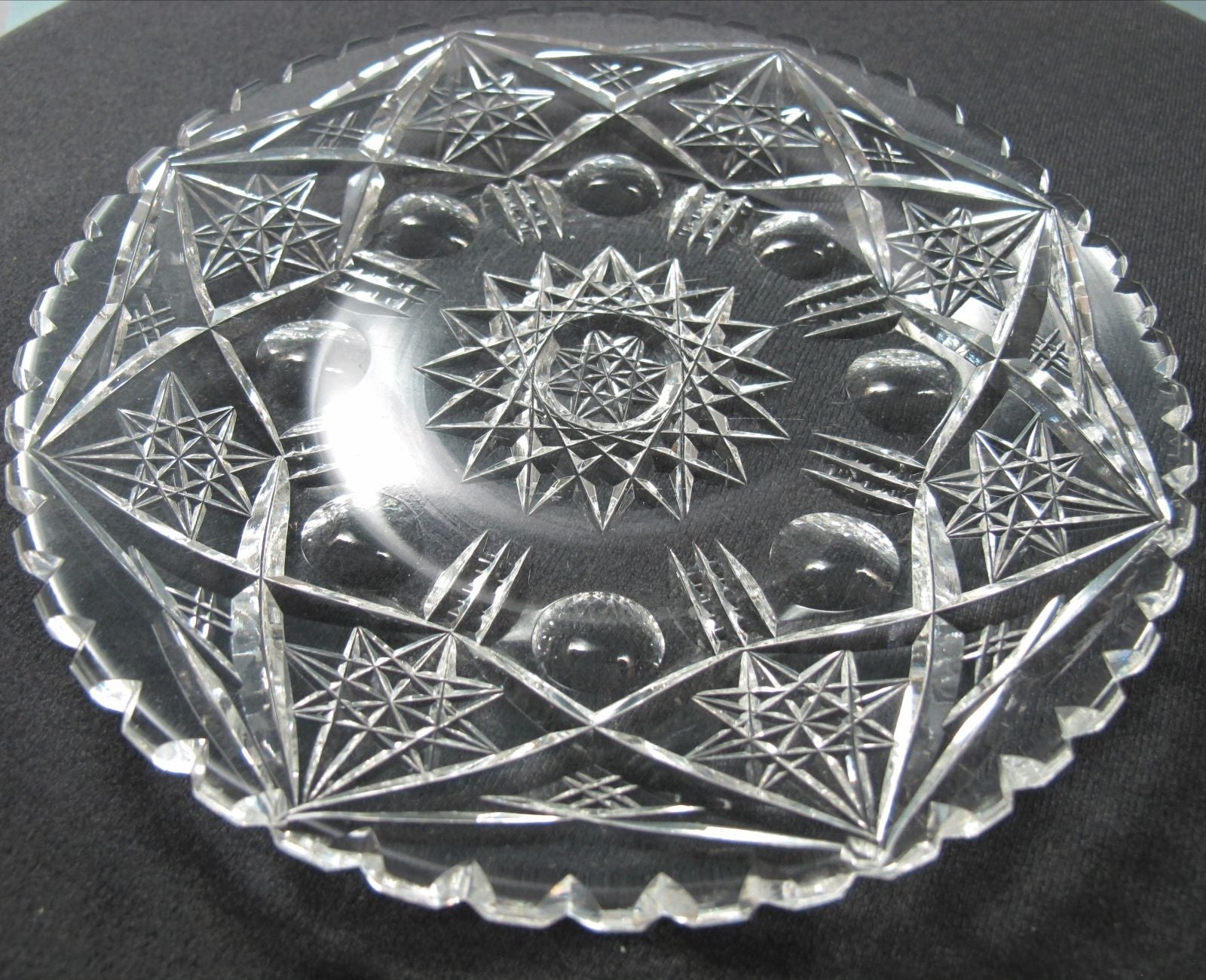 Plate American Brilliant Period Cut Glass  blown blank Antique - O'Rourke crystal awards & gifts abp cut glass