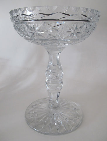 Large Hand Cut Glass compote crystal 8.5 lbs - O'Rourke crystal awards & gifts abp cut glass