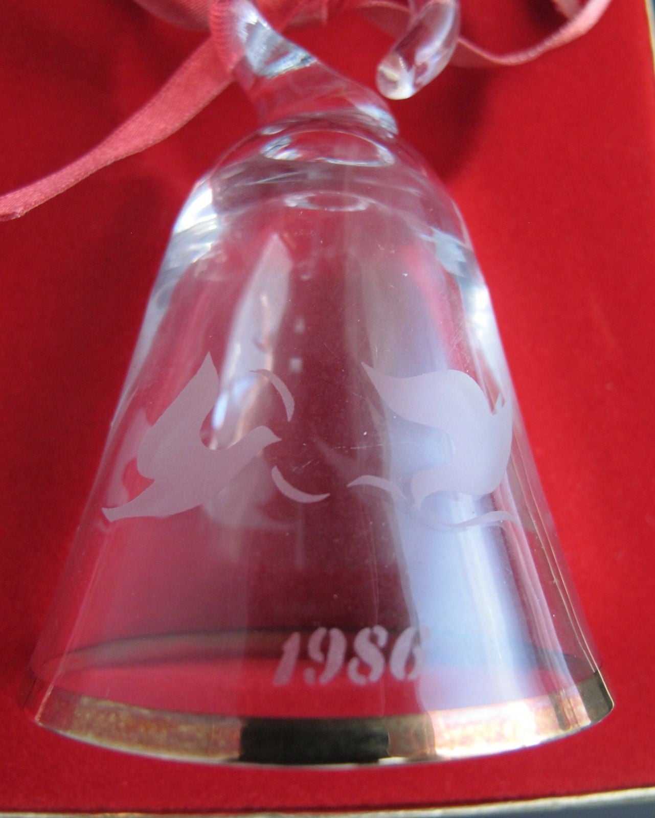 Lenox Crystal 1986 doves Tree miniature bell ornament Made in USA - O'Rourke crystal awards & gifts abp cut glass