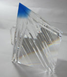 Cut Glass art pyramid optical sculpture blue tip. One of a kind signed - O'Rourke crystal awards & gifts abp cut glass