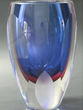 Hand Cut Glass blue vase / cranberry - O'Rourke crystal awards & gifts abp cut glass