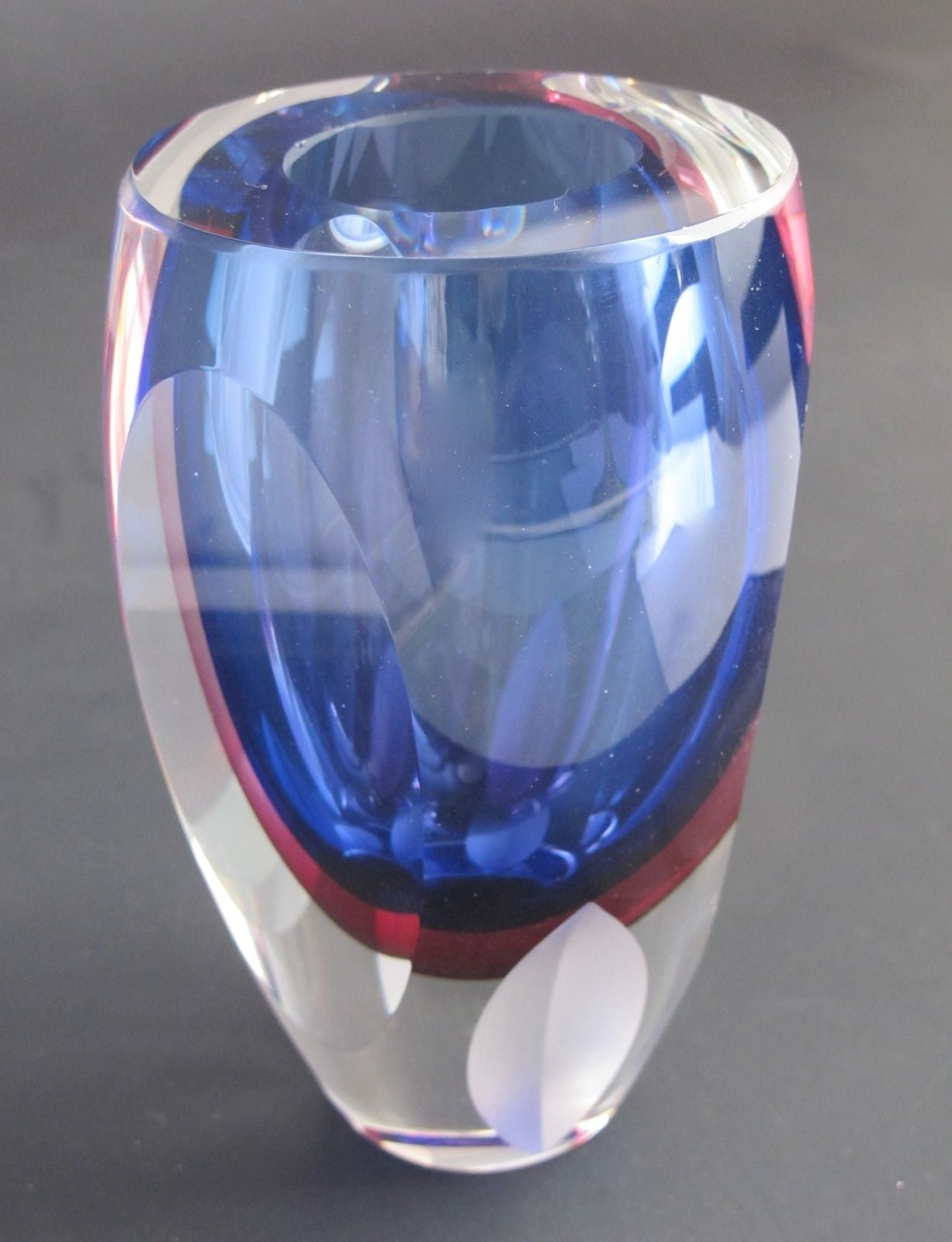 Hand Cut Glass blue vase / cranberry - O'Rourke crystal awards & gifts abp cut glass
