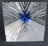 Cut Glass art pyramid optical sculpture blue tip. One of a kind signed - O'Rourke crystal awards & gifts abp cut glass
