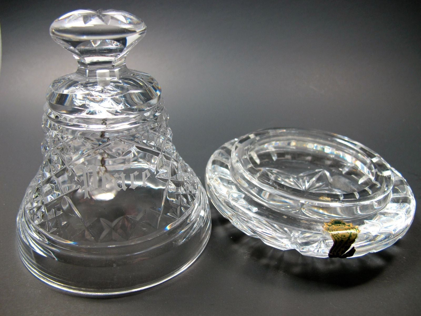 Signed Waterford crystal Peace bell with under dish - O'Rourke crystal awards & gifts abp cut glass