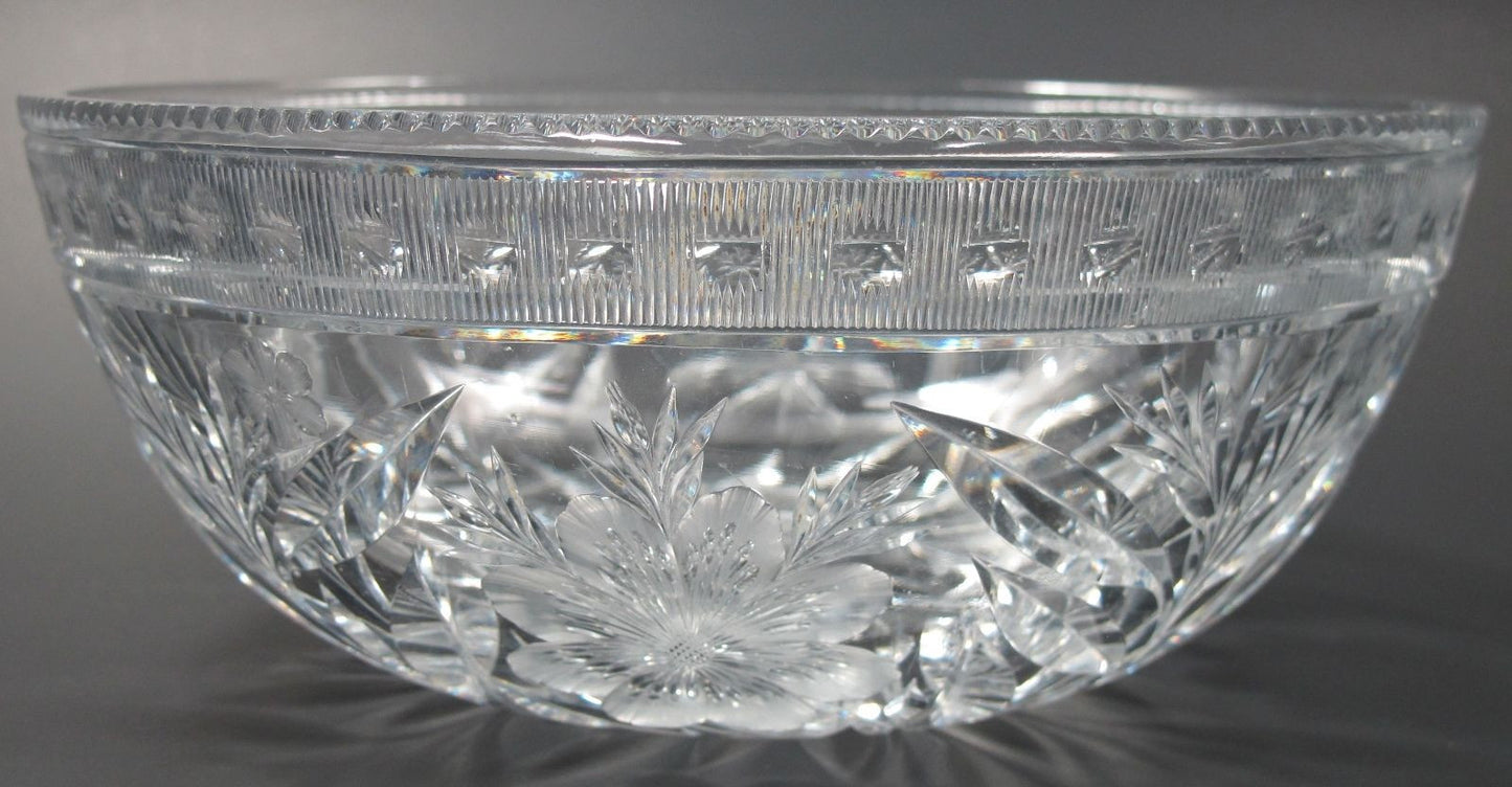 American Brilliant Period Cut Glass bowl  ABP  Antique Floral WHEEL CUT - O'Rourke crystal awards & gifts abp cut glass