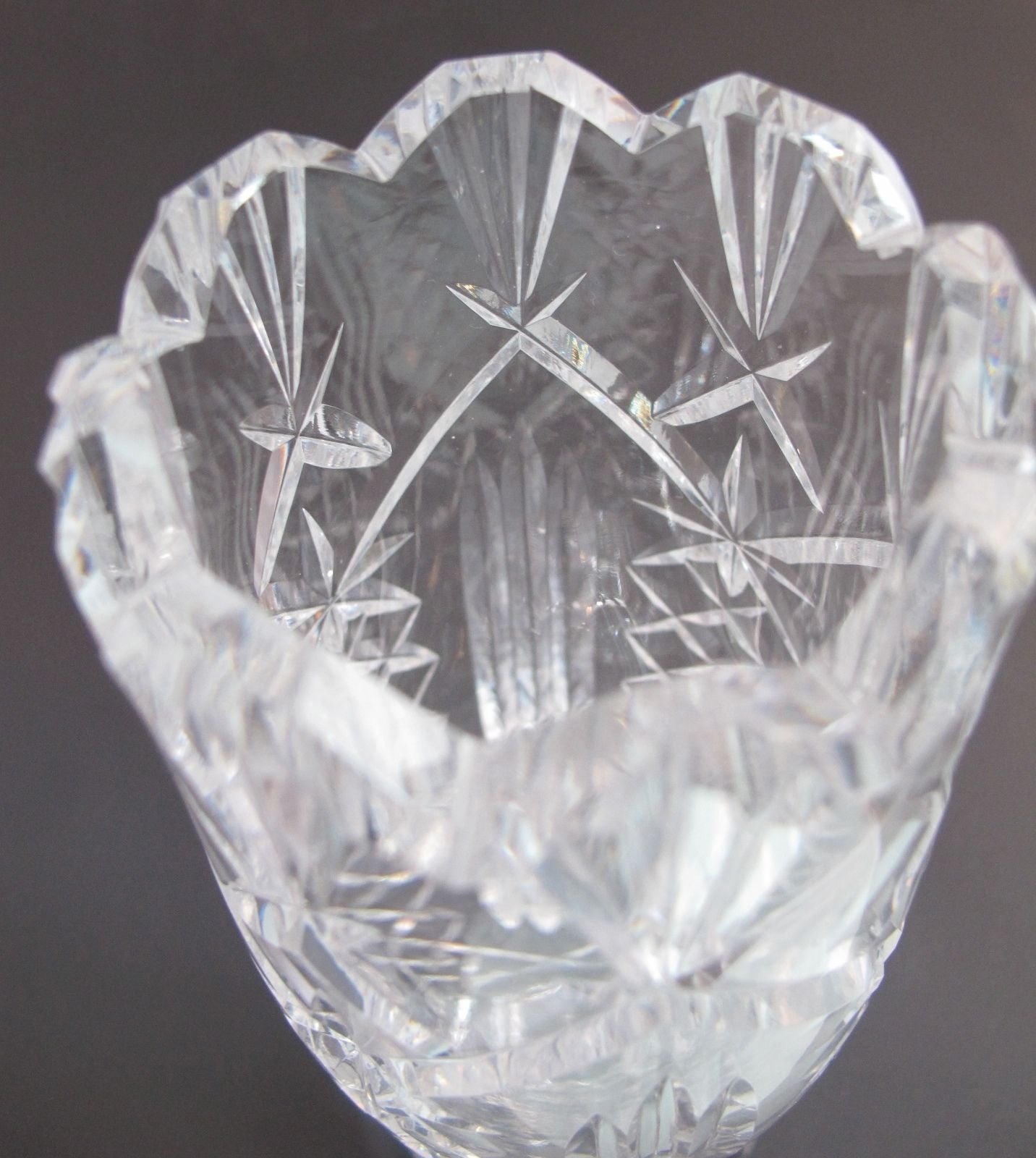 Waterford CUT GLASS  signed vase  footed old cut in Ireland - O'Rourke crystal awards & gifts abp cut glass