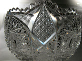 American Brilliant Period hand Cut Glass bowl ABP antique hobstar - O'Rourke crystal awards & gifts abp cut glass