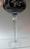 Imperlux Amethyst cased Crystal 24% lead tall hock glass cut to clear grapes - O'Rourke crystal awards & gifts abp cut glass