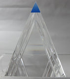 Cut Glass art pyramid optical sculpture blue tip. One of a kind signed - O'Rourke crystal awards & gifts abp cut glass