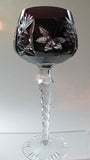 Imperlux Amethyst cased Crystal 24% lead tall hock glass cut to clear grapes - O'Rourke crystal awards & gifts abp cut glass