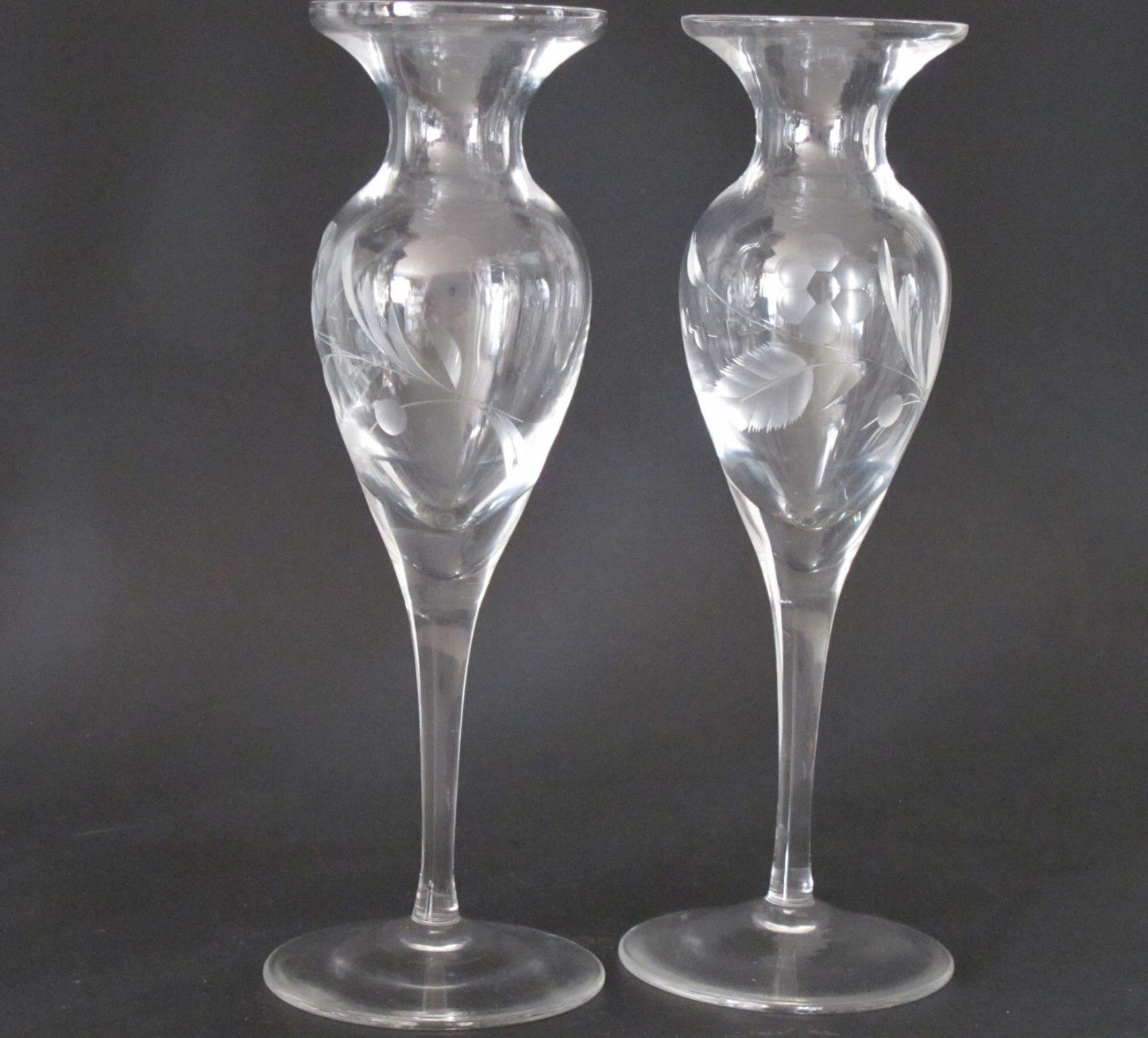 Lenox HAND Cut glass bouquet candle sticks Pair Crystal  Made in USA - O'Rourke crystal awards & gifts abp cut glass