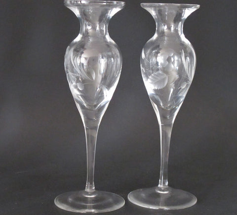 Lenox HAND Cut glass bouquet candle sticks Pair Crystal  Made in USA - O'Rourke crystal awards & gifts abp cut glass