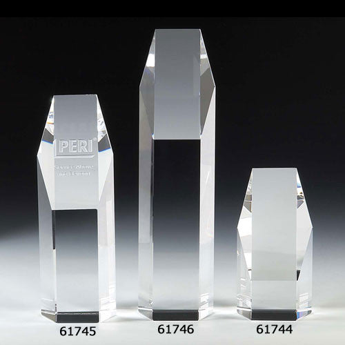 Hexagon 10" Optical Crystal Tower Award - O'Rourke crystal awards & gifts abp cut glass