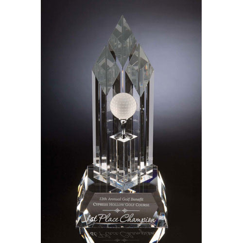 Club Champion Optical Glass Golf Award - O'Rourke crystal awards & gifts abp cut glass