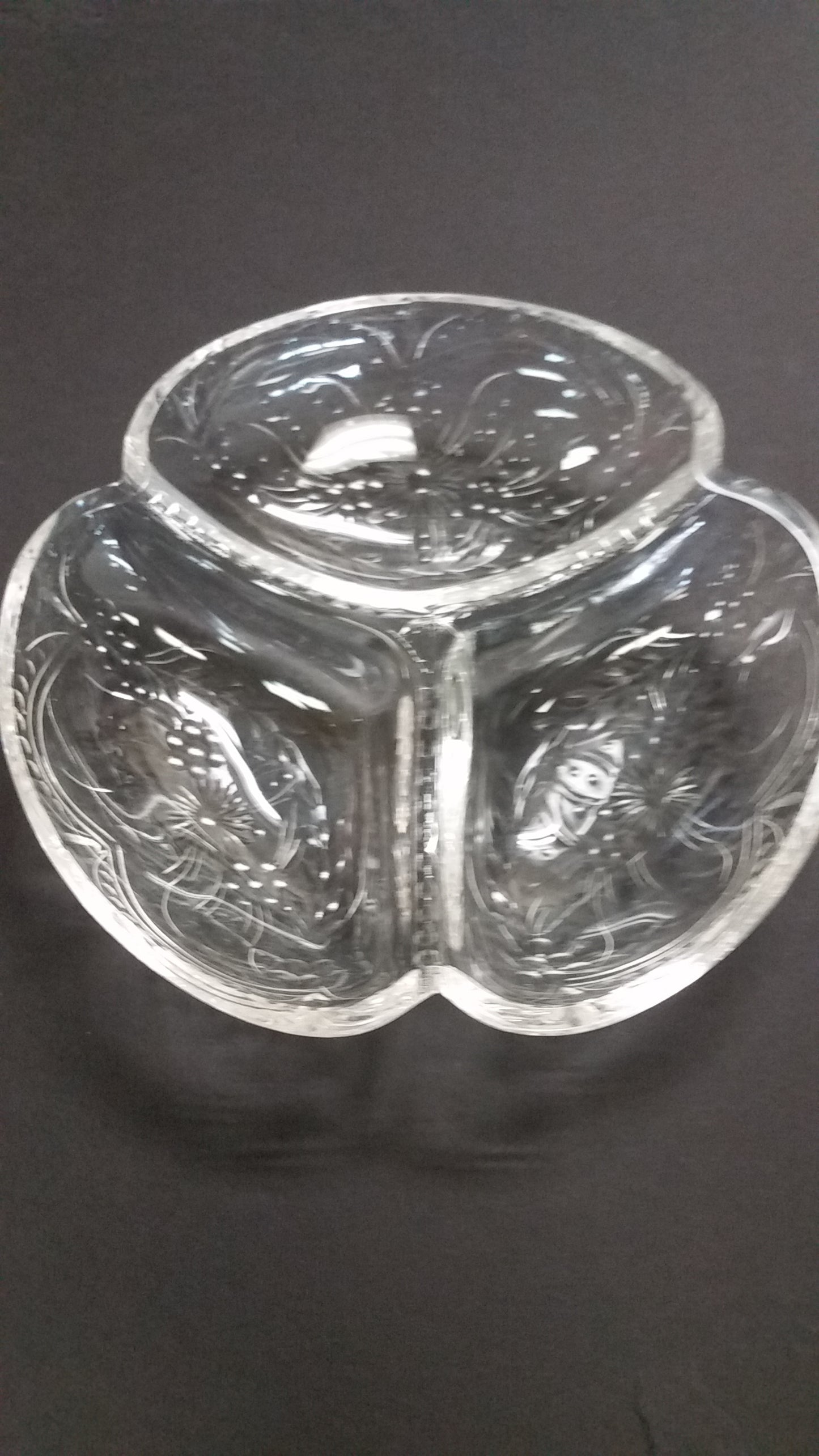Hand cut crystal 3 section dish - O'Rourke crystal awards & gifts abp cut glass