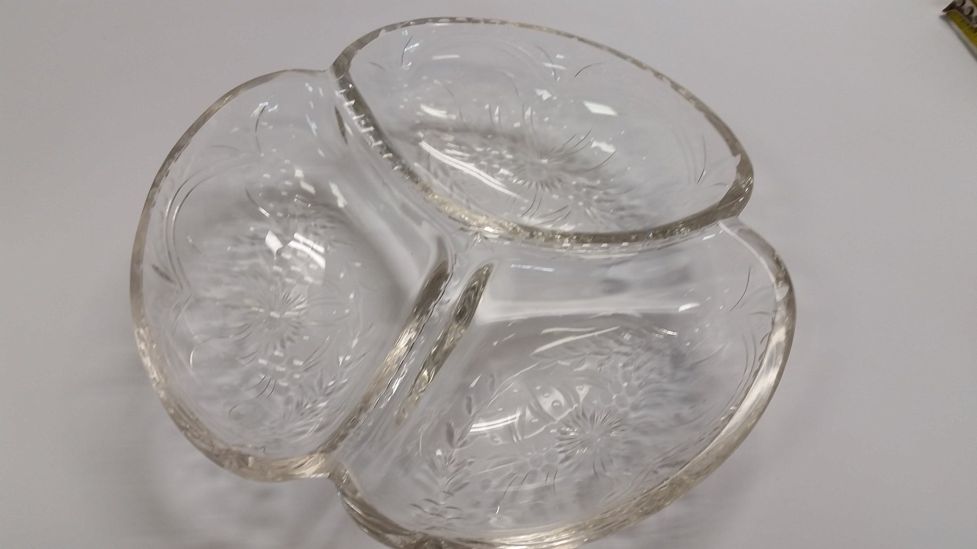 Hand cut crystal 3 section dish - O'Rourke crystal awards & gifts abp cut glass