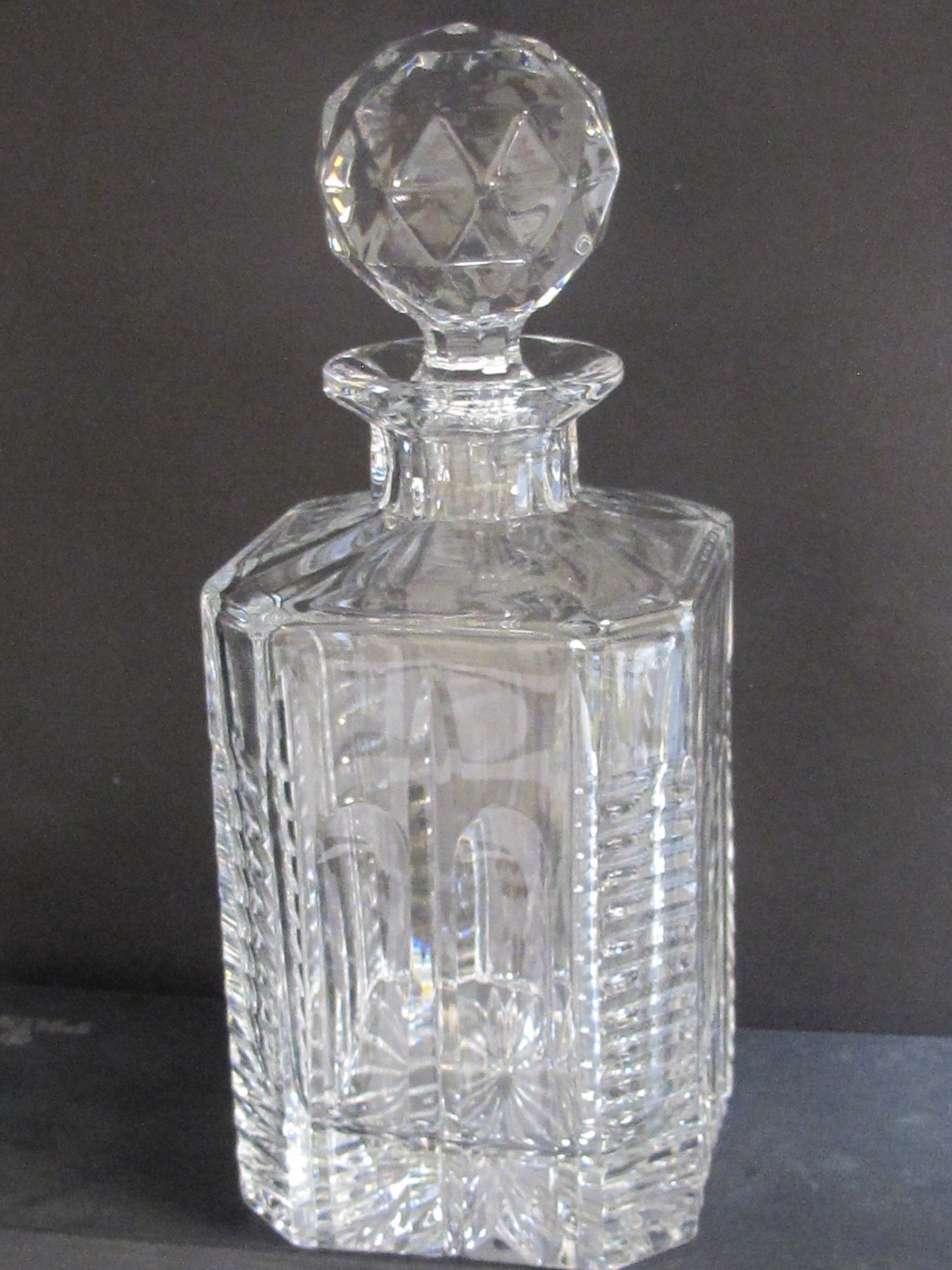 ORourke hand Cut glass square Crystal decanter
