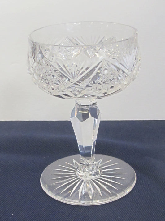 American Brilliant Period Cut Glass champagne Antique abp hand cut bell shape