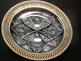 Sterling silver rim Cut Glass dish Antique