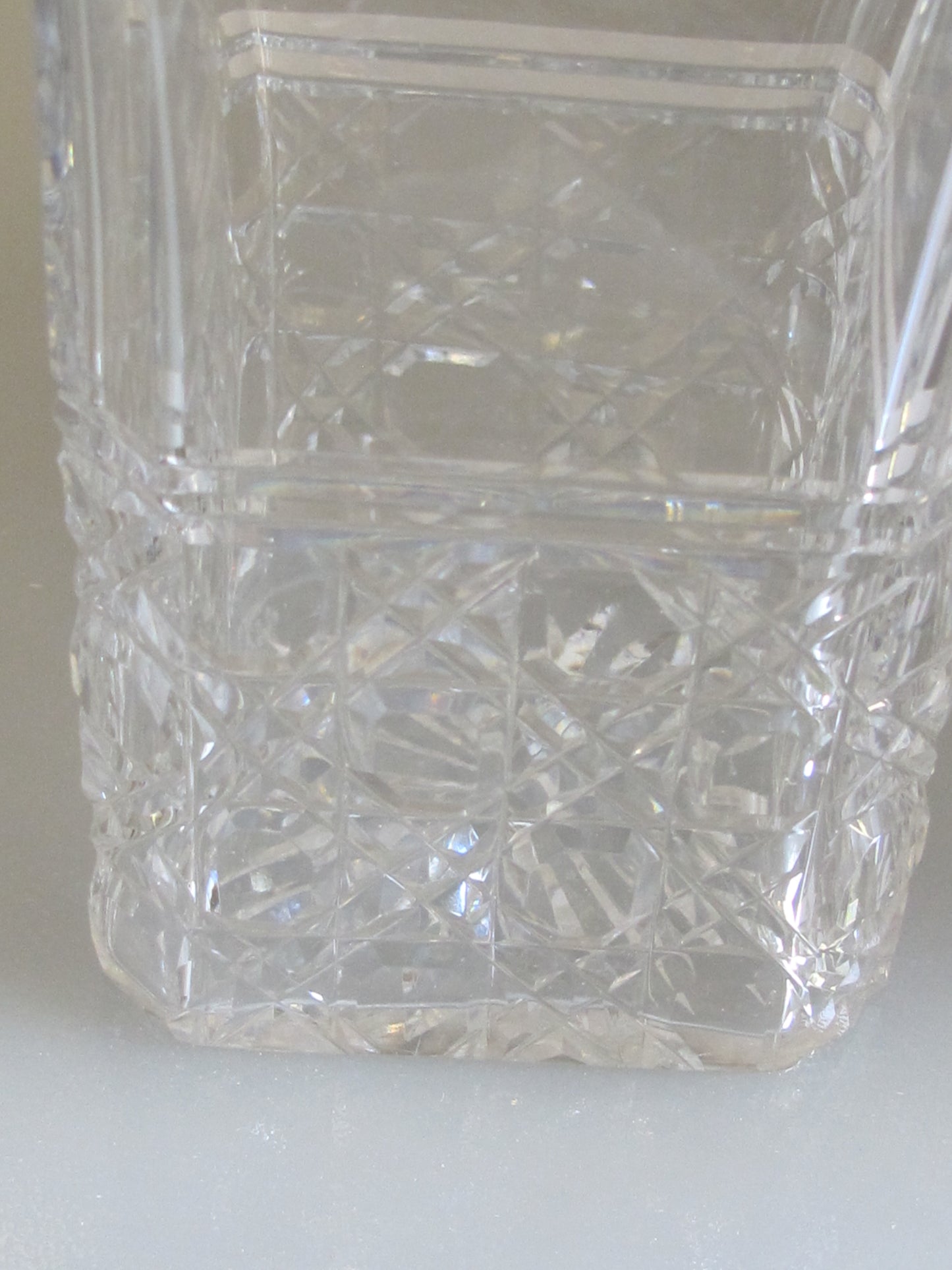 Signed Edinburgh Scotland hand Cut glass square Crystal decanter