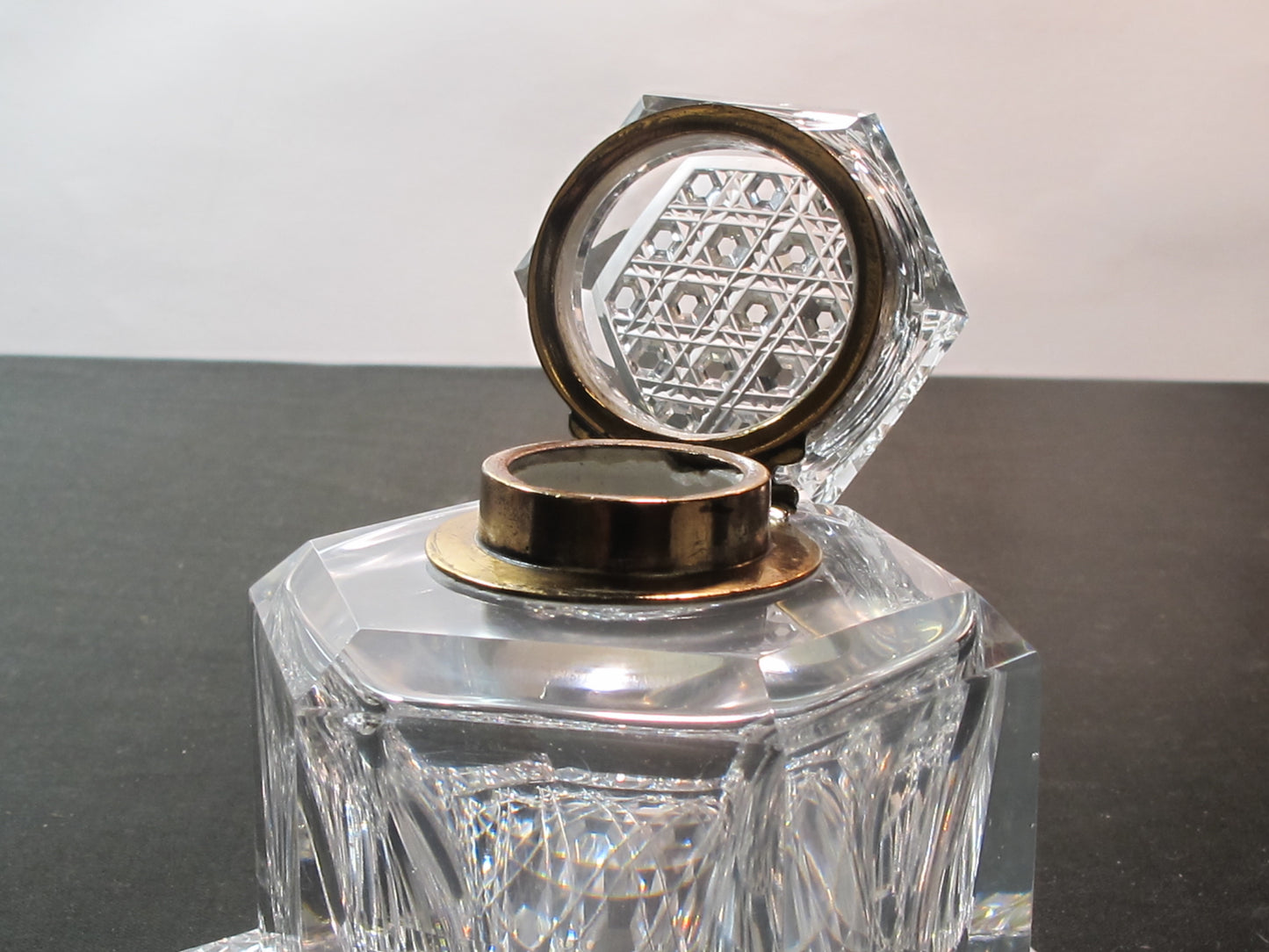 Cut Glass Inkwell Antique