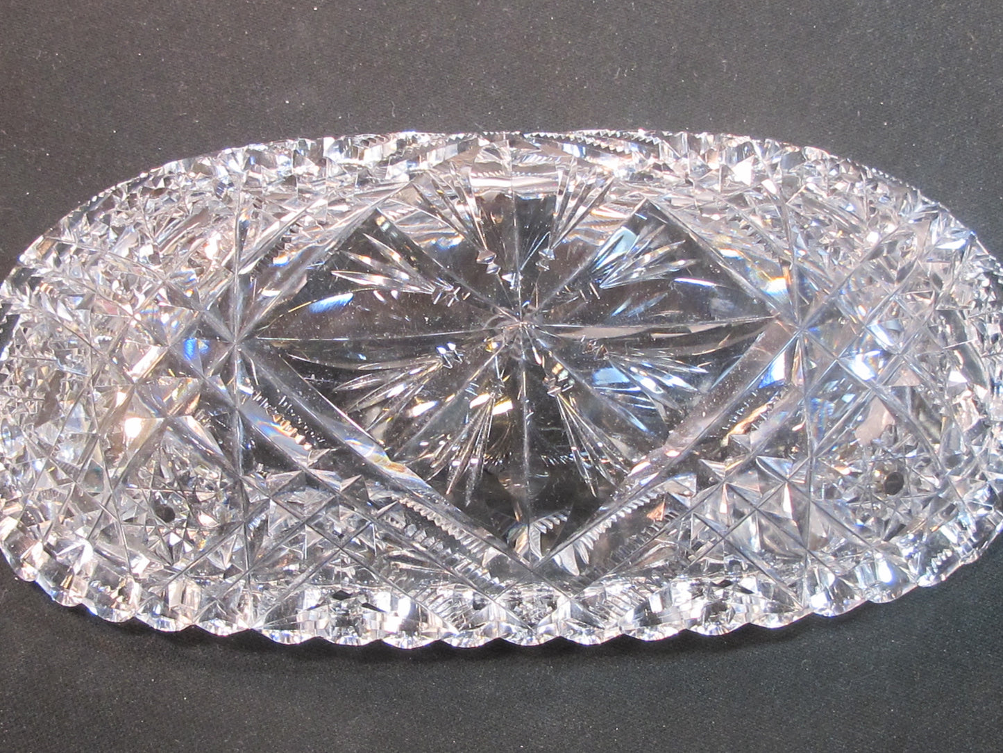 ABP Crystal Cut Glass signed Libbey oval dish