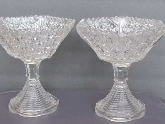 Pair ABP CUT GLASS compotes Harvard