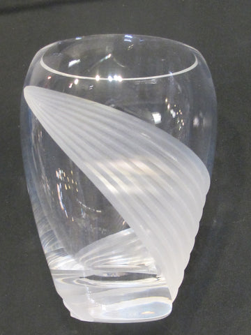 Cut Glass vase Lenox USA crystal Windswept Signed