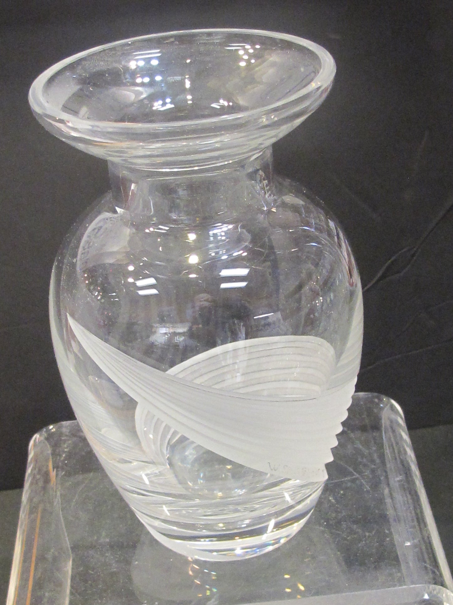 Cut Glass vase Lenox USA crystal Windswept Signed ONE OF A KIND