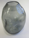Charcoal glass dimple flower vase vintage