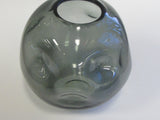 Charcoal glass dimple flower vase vintage lin