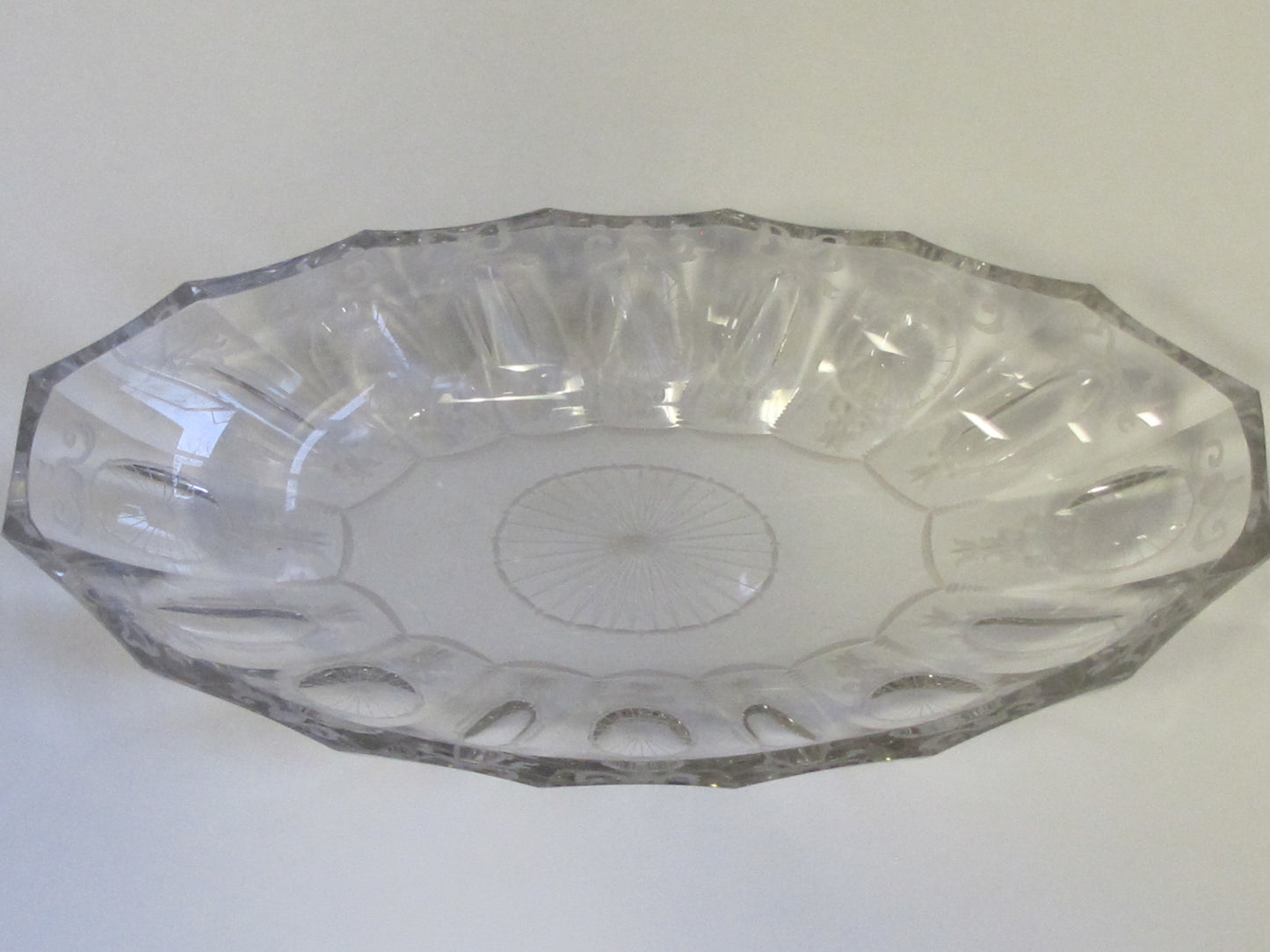 Signed Hawkes American Brilliant Period hand Cut mouth blown blank oval dish