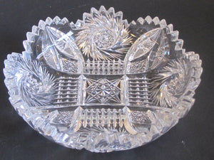 Signed Fry CUT GLASS dish Orient