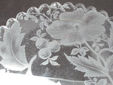 Copper wheel engraved glass dish Strawberry