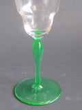 Green stem glass goblet Uranium stem and foot bowl is clear, 2 pieces