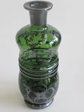 Green glass vase silver underlay