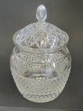 Hand Cut glass cookie jar with lid