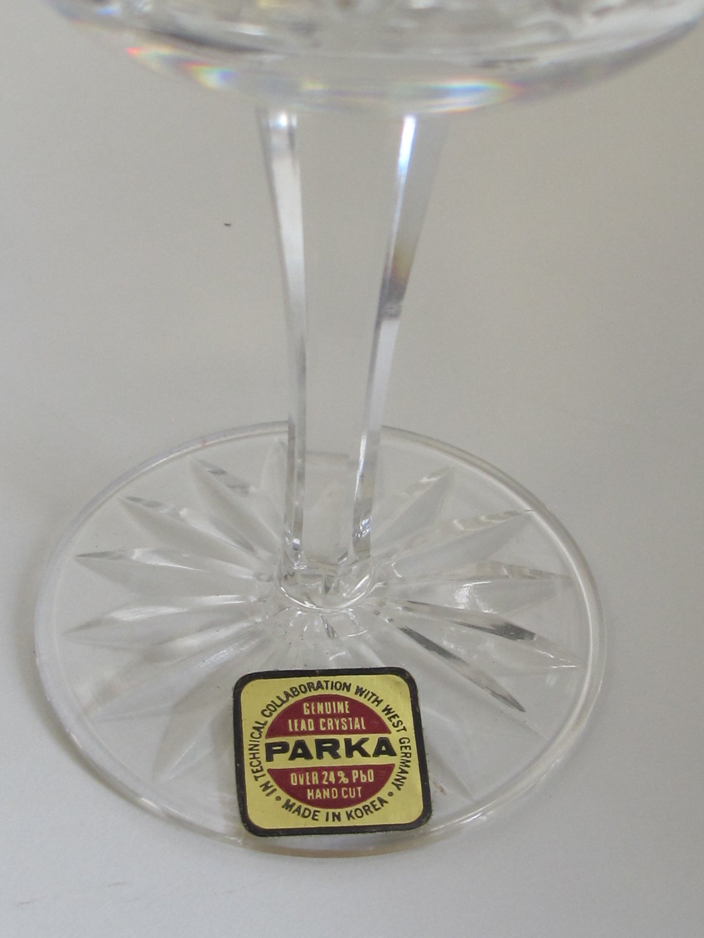 Cut glass Parka wine stemware Hand cut