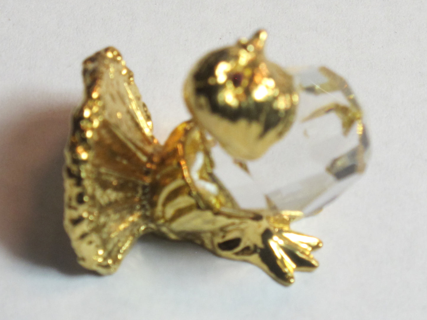 Swarovski crystal brass hen figurine
