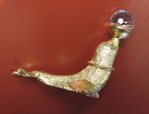 Swarovski crystal brass seal figurine