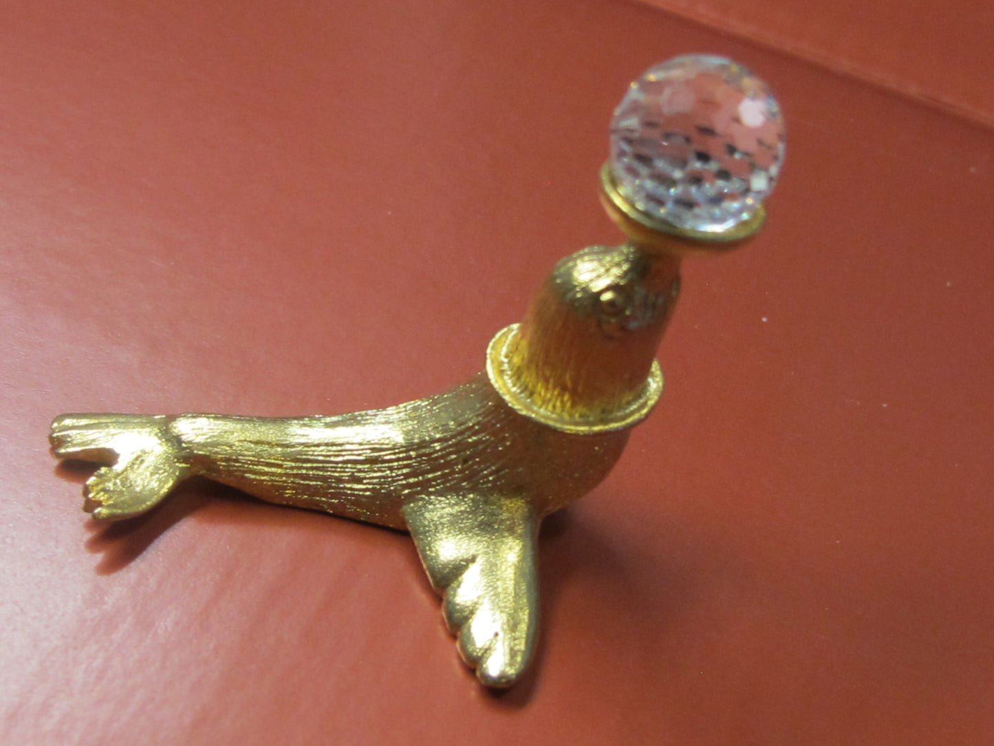 Swarovski crystal brass seal figurine