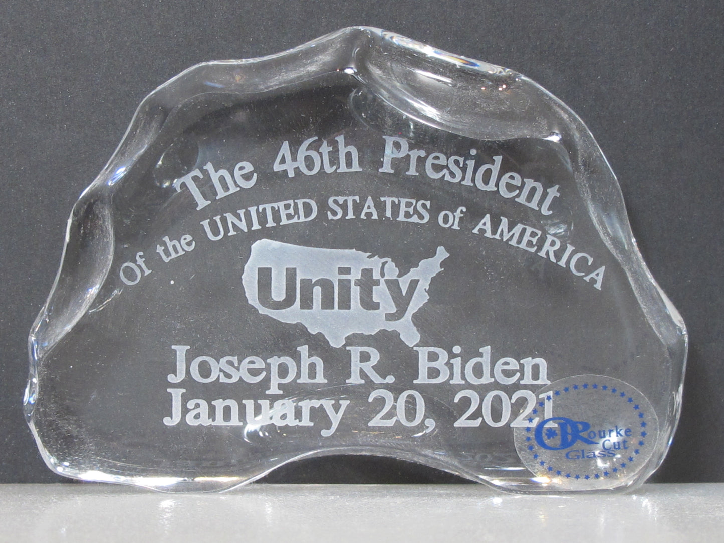 Biden 46th Unity Limited edition CRYSTAL PAPERWEIGHT made in USA