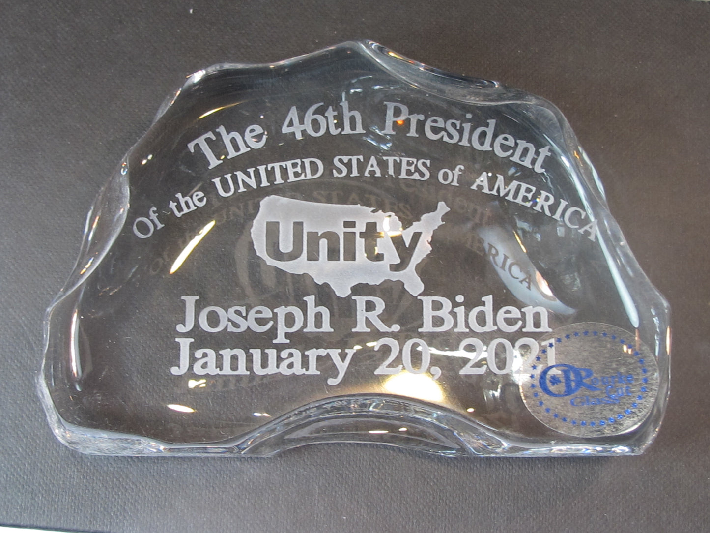 Biden 46th Unity Limited edition CRYSTAL PAPERWEIGHT made in USA