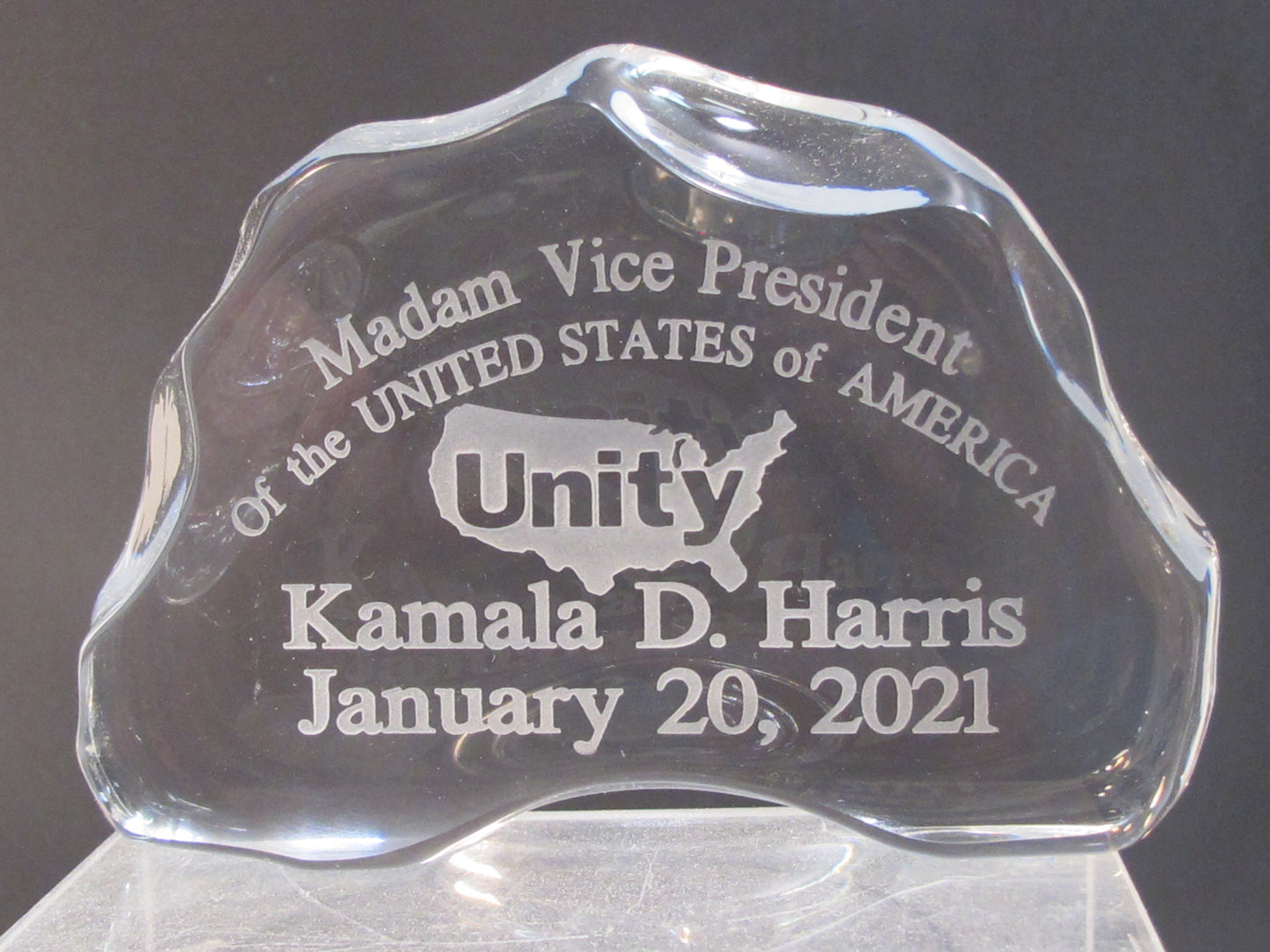 Madam Vice President Harris Unity CRYSTAL PAPERWEIGHT made in USA