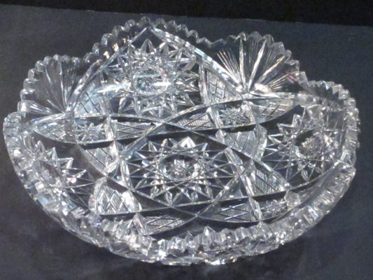 Signed Libbey American Period Cut Glass low bowl Antique crystal hobstars Deal # 1