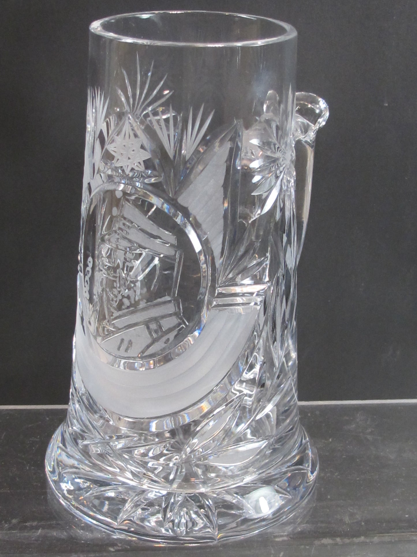 Tankard Cut Glass Crystal Smoker with pipe